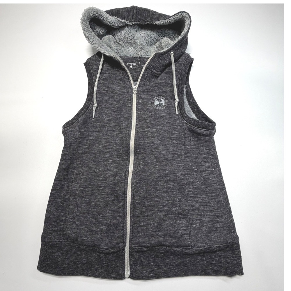 Antigua Women's M Gray Pebble Beach Sherpa Hooded Vest